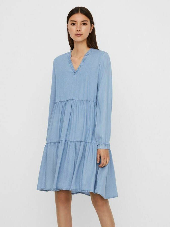 Vero Moda Viviana Ls Short Tunic Topp , Blauw, Dames