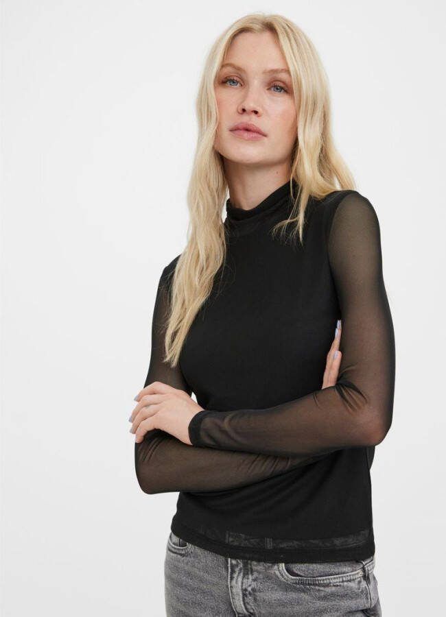 Vero Moda vmbella ls hoge nek jrs , Zwart, Dames