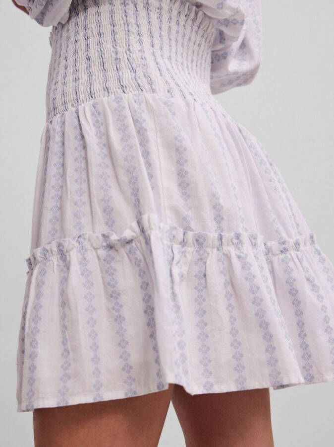 Y.A.S Med Blått Print Yasvilora Skjørt Høyt Liv Med Smocking , Wit, Dames