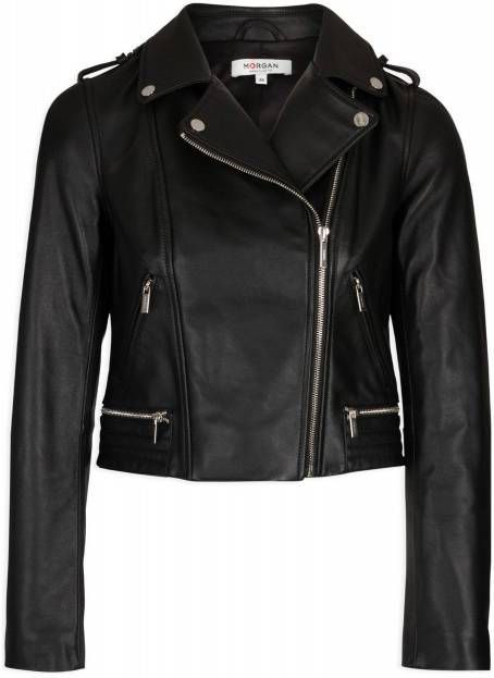 Morgan imitatieleren bikerjack zwart