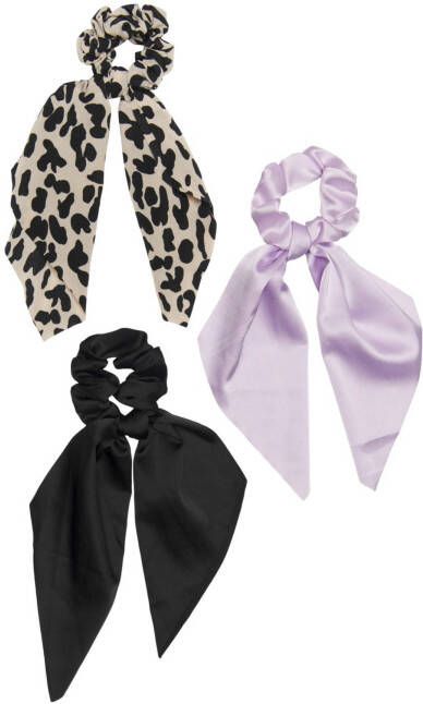 ONLY KIDS scrunchie KONEMMA set van 3 zwart/lila/beige