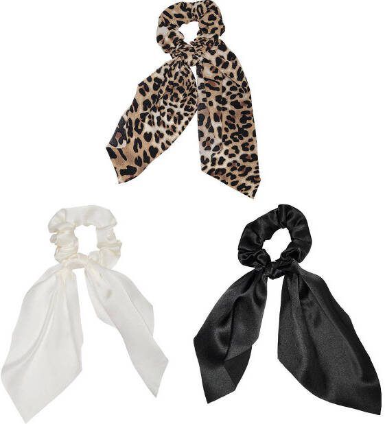ONLY KIDS scrunchie KONEMMA set van 3 zwart/wit/bruin