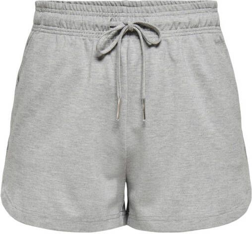 ONLY straight fit short ONLPOPTRASH grijs melange