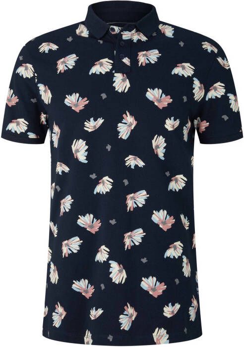 Tom Tailor gebloemde regular fit polo navy