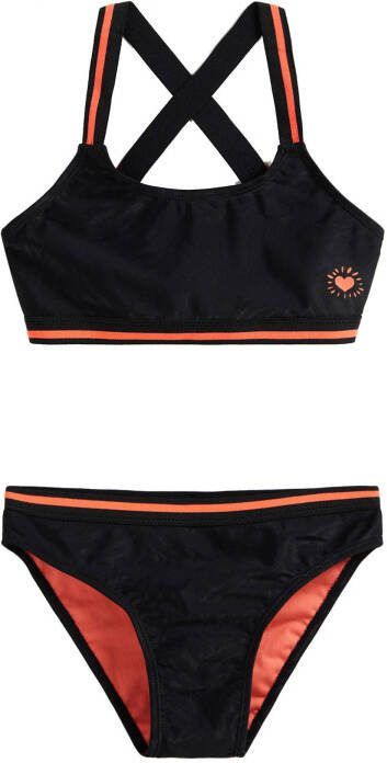 WE Fashion bikini zwart/oranje