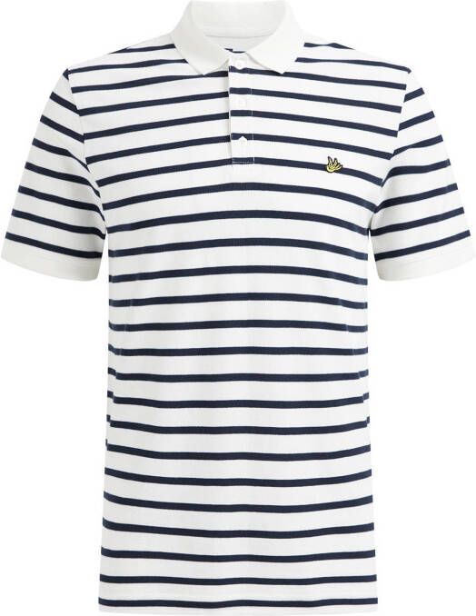 WE Fashion gestreepte slim fit polo wit