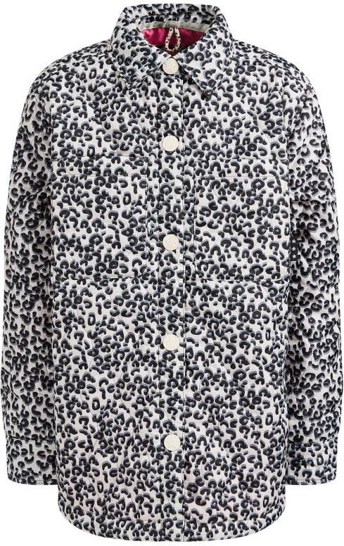 WE Fashion shacket van gerecycled polyester zwart/wit