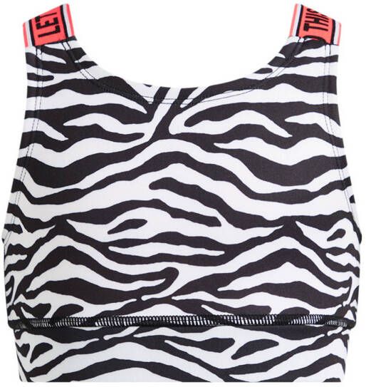 WE Fashion sporttop zebraprint zwart/wit