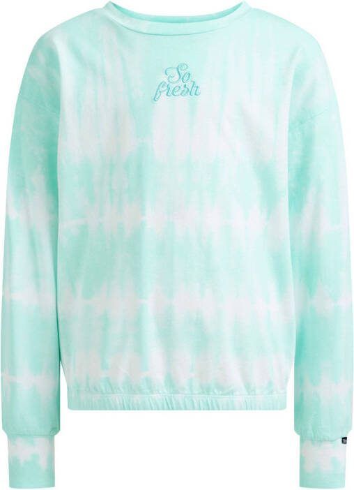 WE Fashion tie dye longsleeve mintgroen/wit